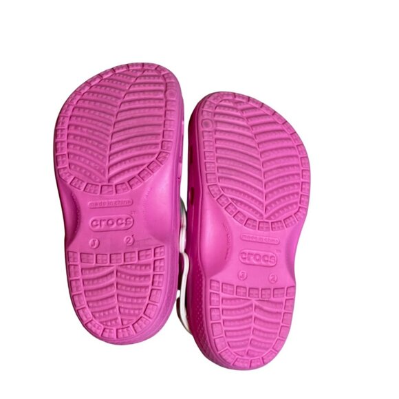 Crocs Disney Frozen Fever Clog Sandals Little Girl Sz J2 Pink Slip On Elsa Anna - Picture 3 of 4